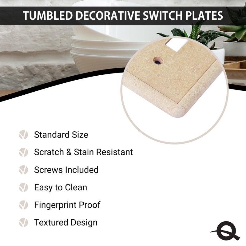 Questech Light Switch Cover, Single Toggle Wall Plate for Electrical Outlets, 1-Gang Single Switch Plates Standard Size Receptacle Cover, Decorative Tumbled Texture, Travertine - Image 3